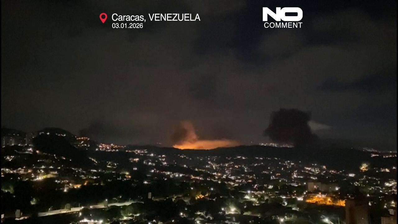 Video thumbnail for Videos show explosions in Venezuela's capital Caracas