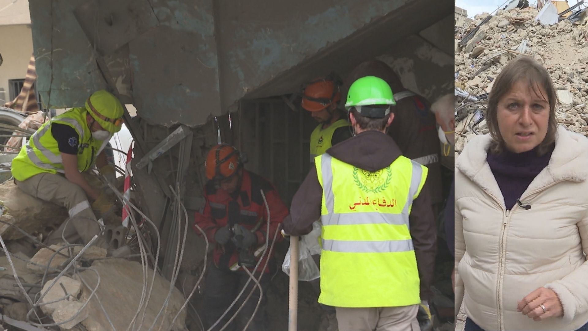 Video thumbnail for Israeli strikes on Beirut: Rescuers search for the remains trapped under rubble