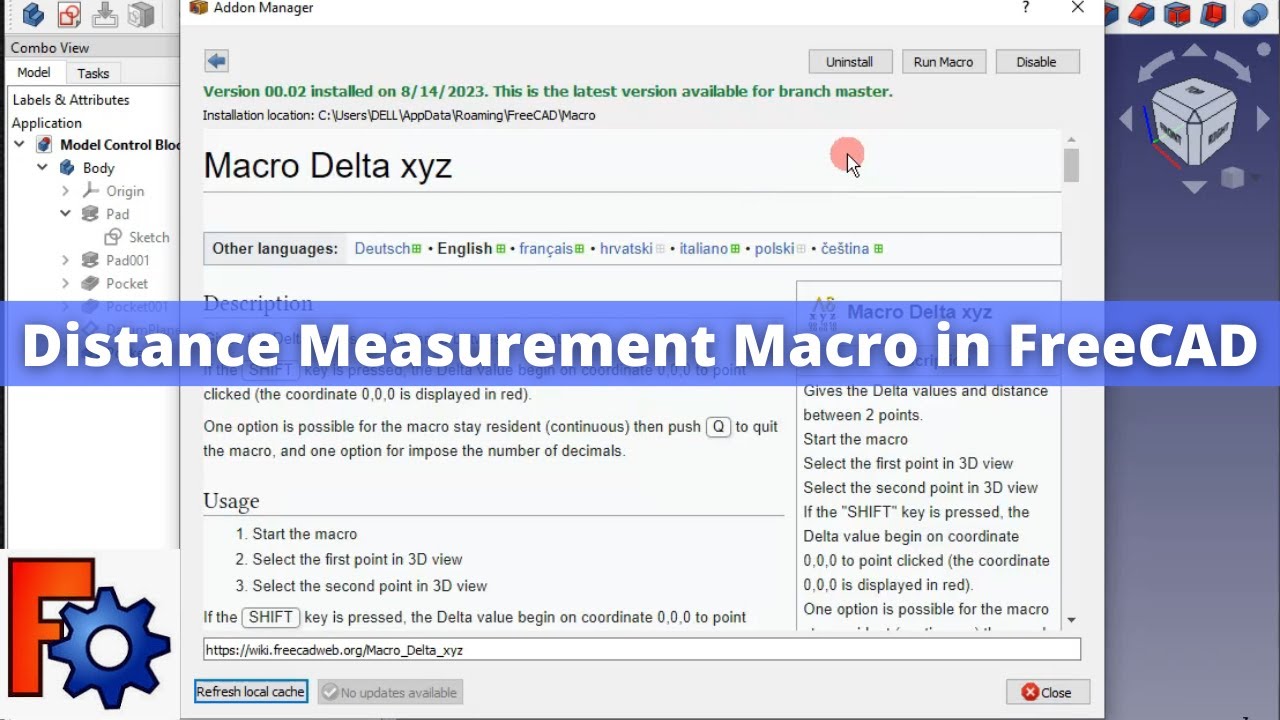 'Video thumbnail for Distance Measurement Macro in FreeCAD | FreeCAD Tutorial | FreeCAD Macro | Mechnexus |'