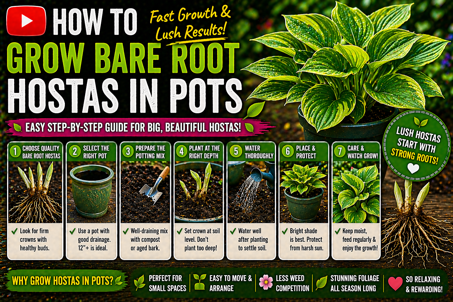 Video thumbnail for How to Grow Bare Root Hostas in Pots 🌿 Fast Growth & Lush Results!