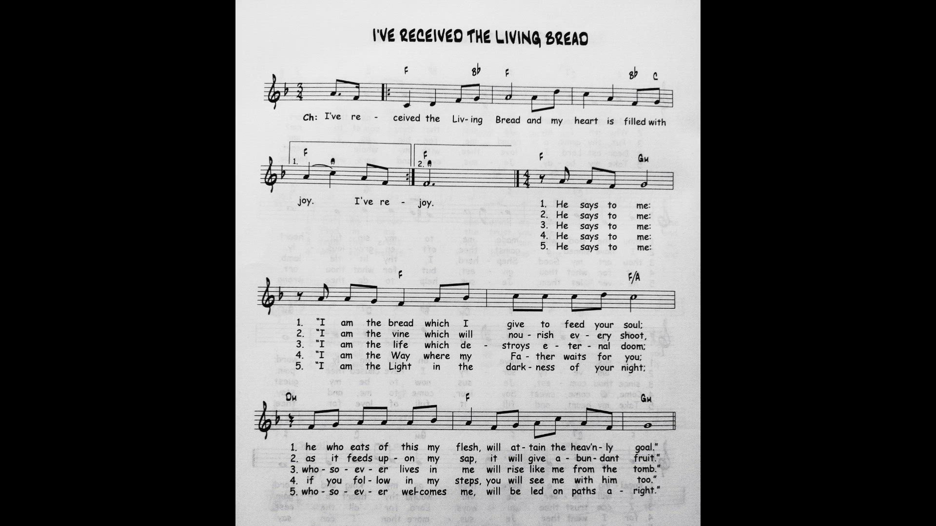 'Video thumbnail for I Have Received The Living Bread - Catholic Mass Song Sheet Music'