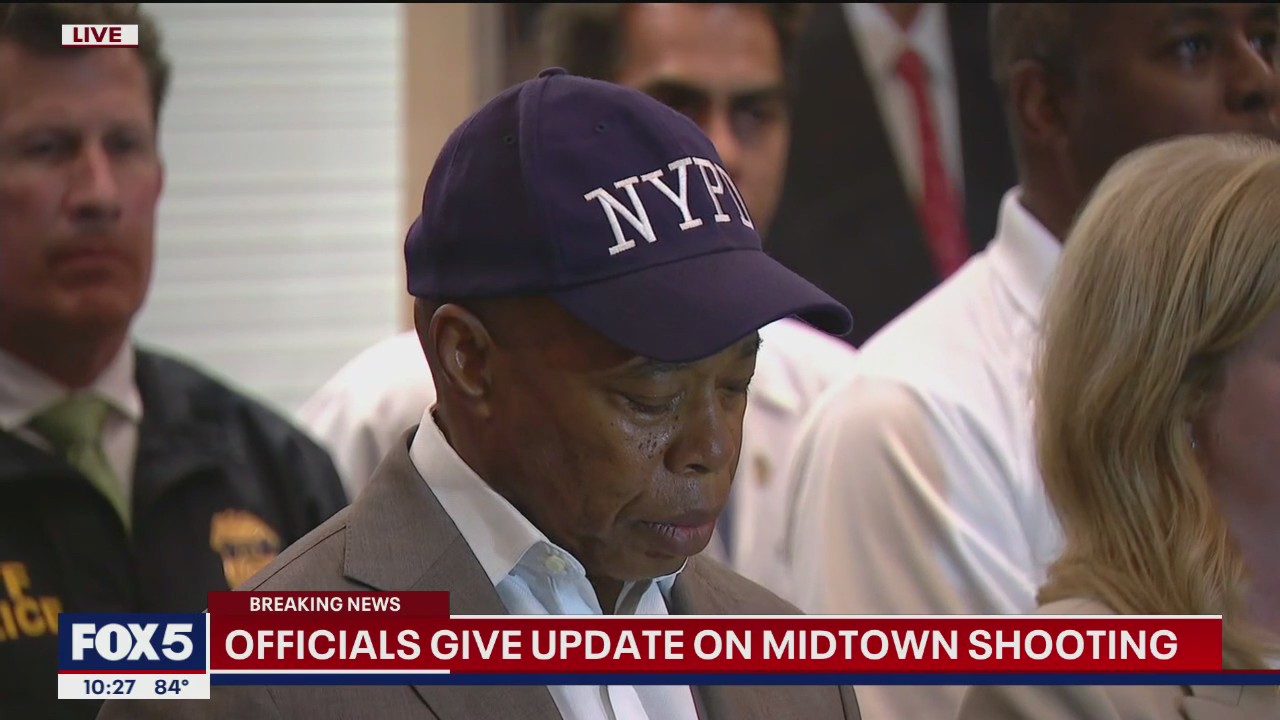 'Video thumbnail for NYC Mayor Adams: 4 dead, including NYPD cop, in Midtown shooting'
