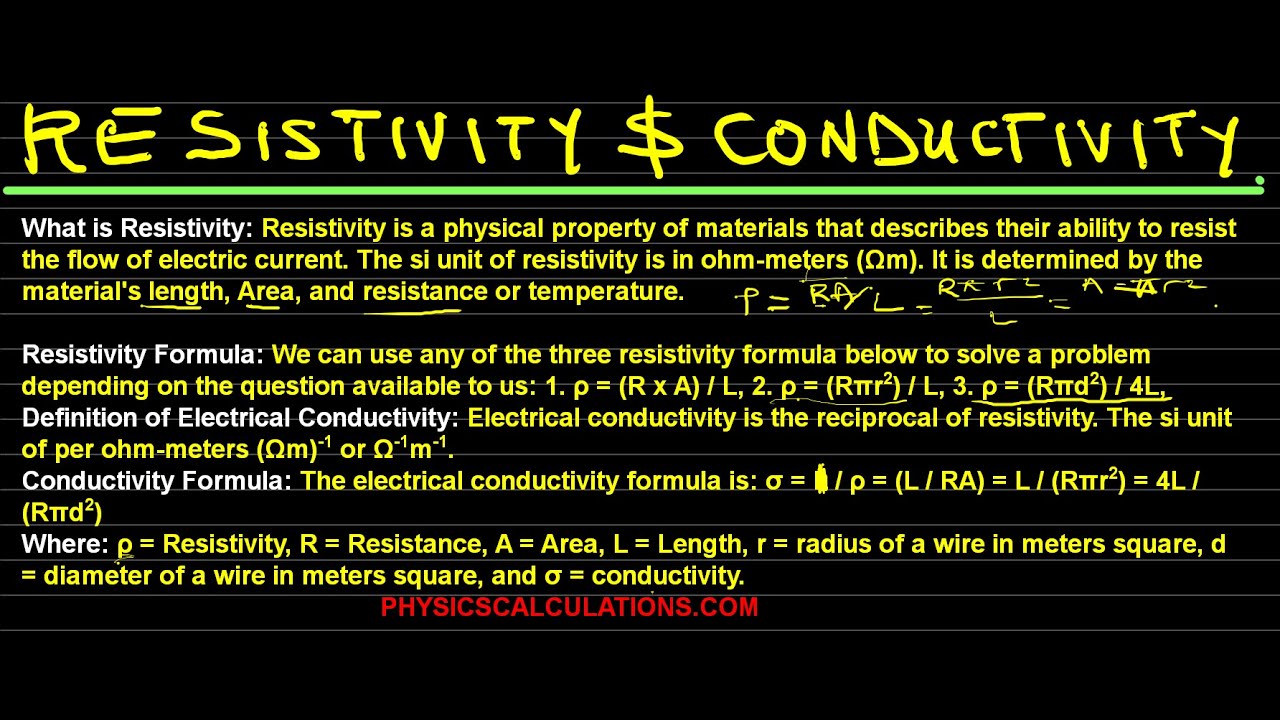 'Video thumbnail for RESISTIVITY AND CONDUCTIVITY'