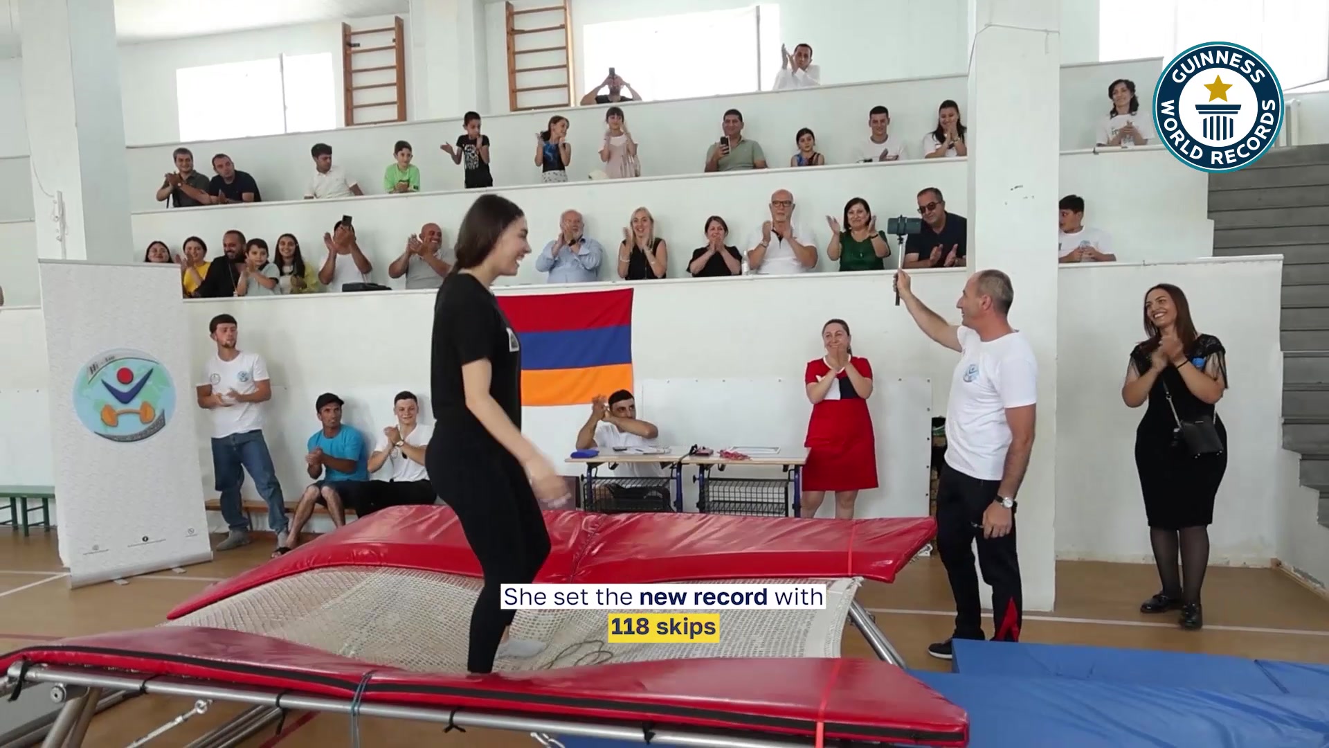 Video thumbnail for Mari Davtyan Most Rope Skips on a Trampoline in One Minute