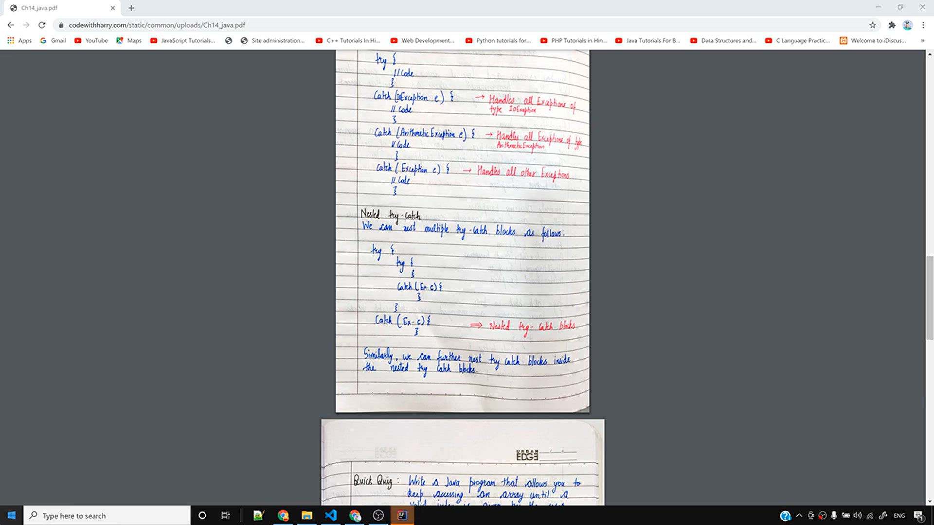 'Video thumbnail for Nested Try-Catch in Java'