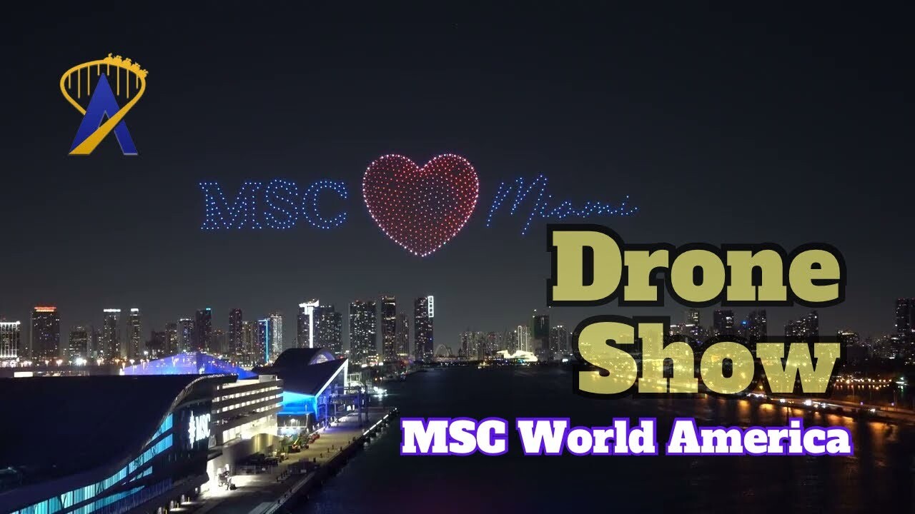 Video thumbnail for Miami Skyscape Drone show for Launch of MSC World America