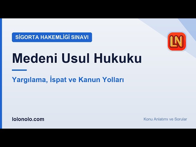 Video thumbnail for Sigorta Hakemliği Sınavı Medeni Usul Hukuku Konu Anlatımı | 10 Soru