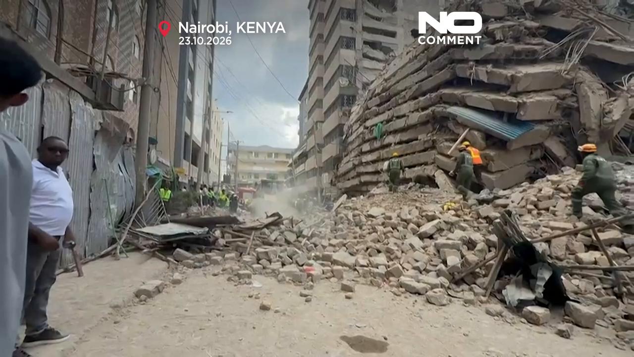 Video thumbnail for Kenya: huge piles of rubble after high-rise building collapses