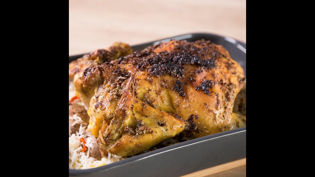 Video thumbnail for Oven Roasted Whole Chicken with Rice