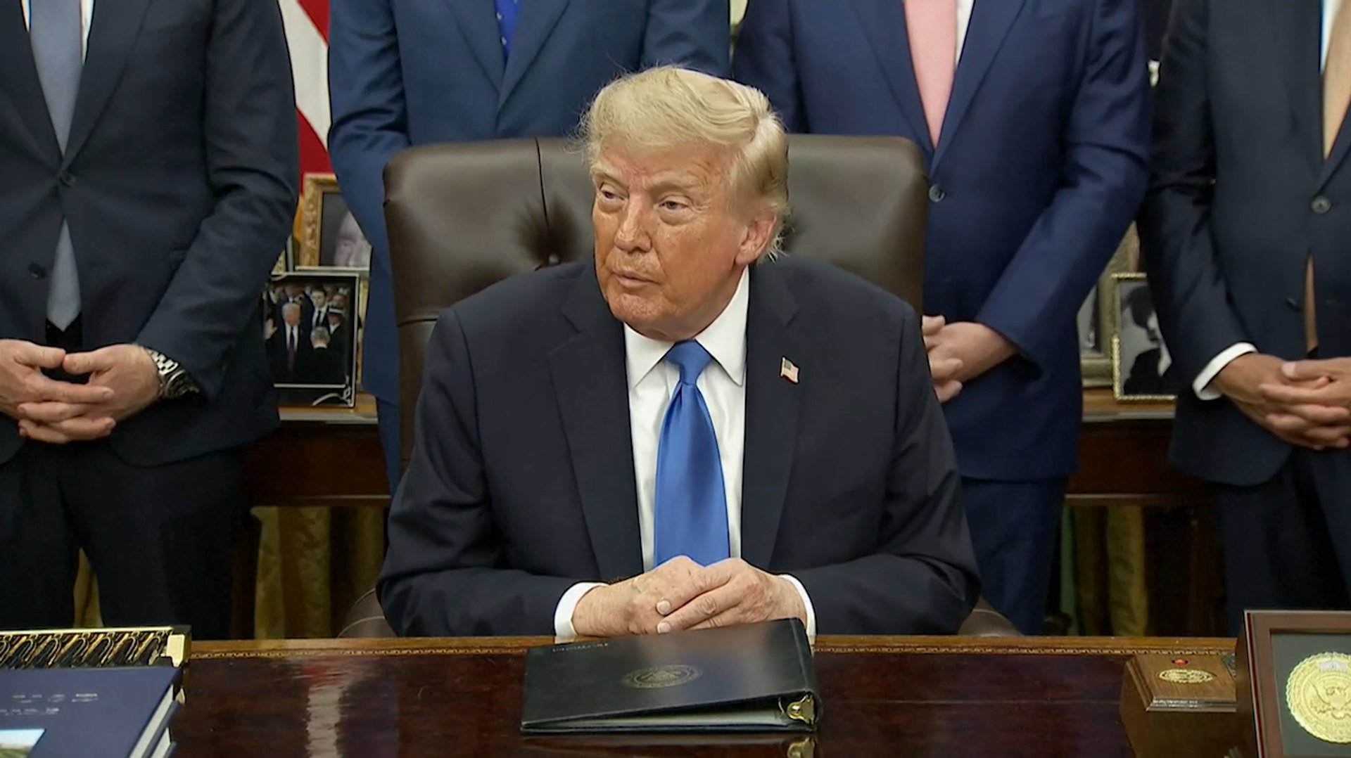 Video thumbnail for Trump says US sees ‘everything’ Iran does, threatens further attacks