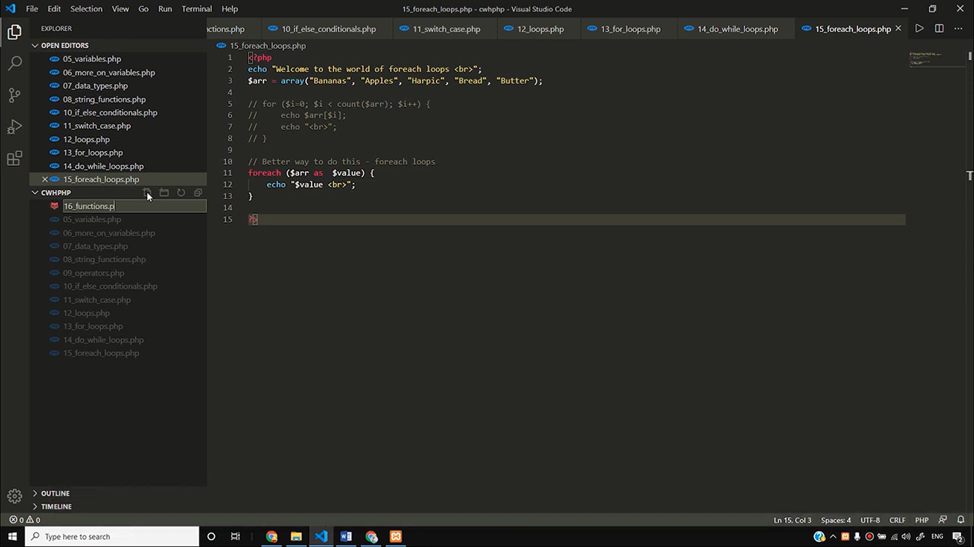 'Video thumbnail for Functions in Php _ PHP Tutorial #16'
