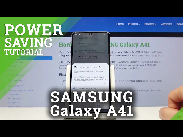 Video thumbnail for How to Enable Power Saving Mode in SAMSUNG Galaxy A41 – Battery Saver