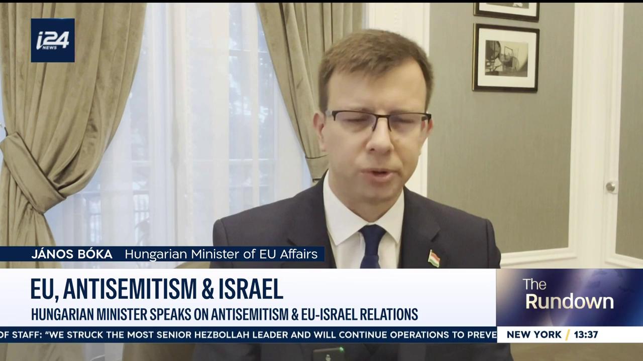 Video thumbnail for Hungarian minister speaks on anti-semitism and EU-Israel relations