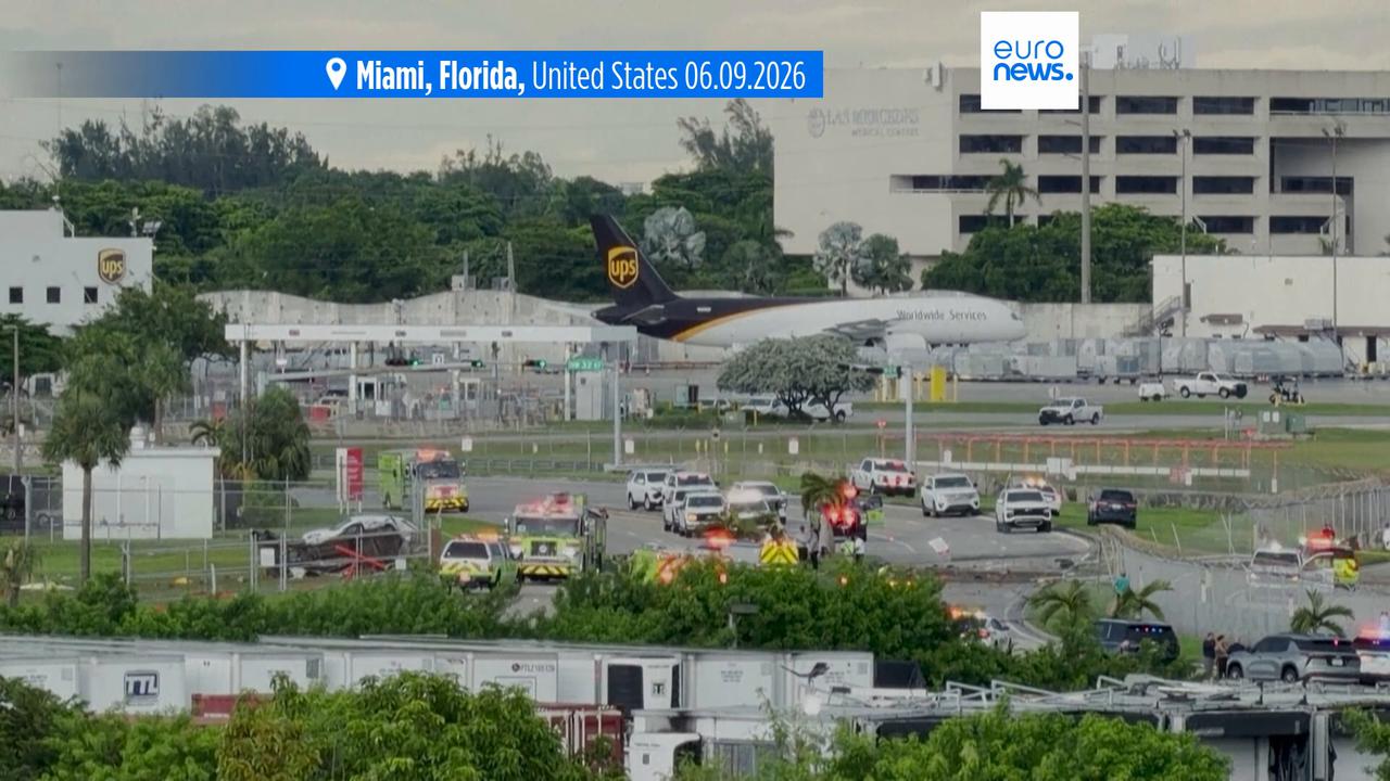 Video thumbnail for Amazon cargo plane overshoots Miami runway, at least five dead