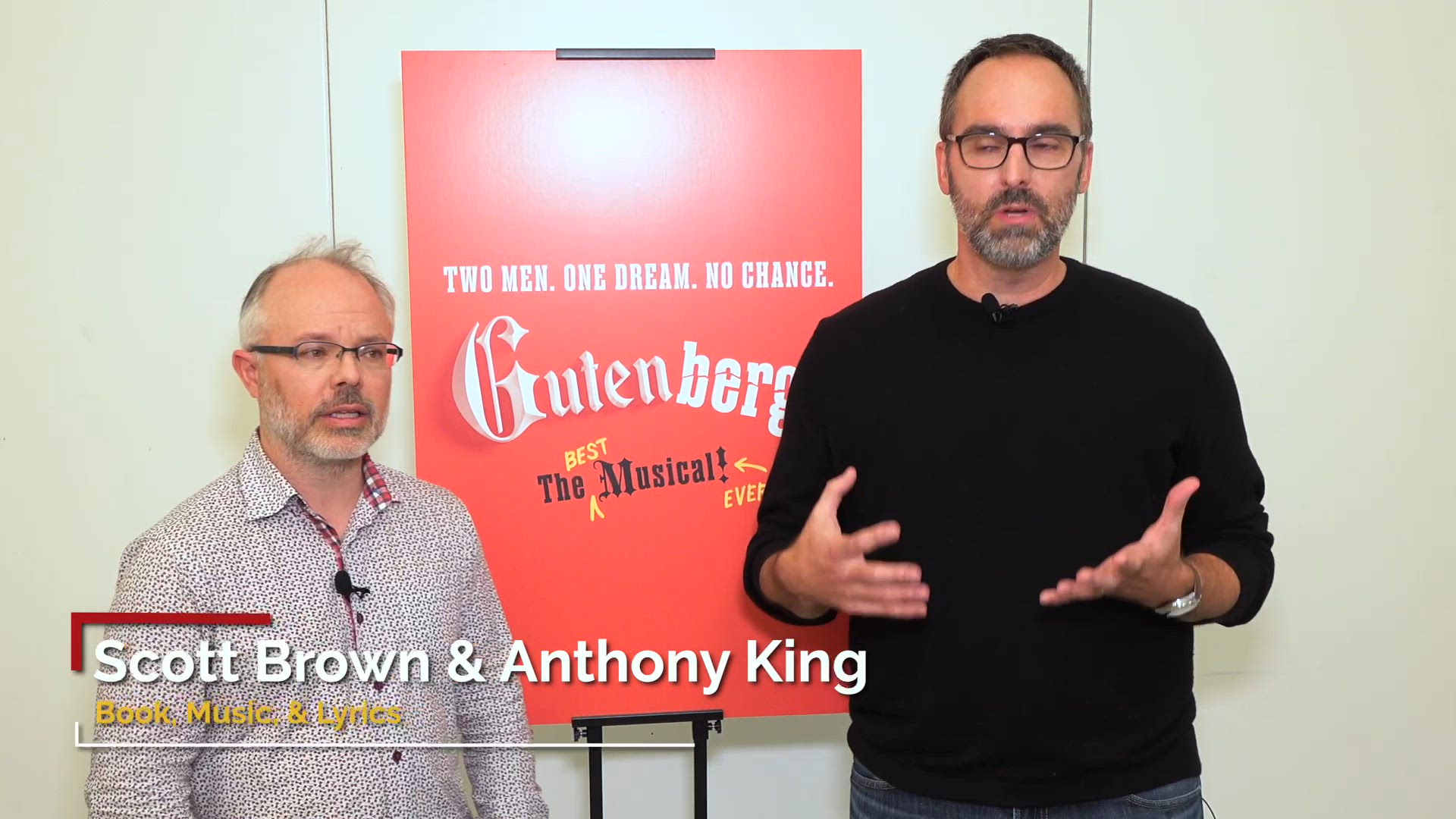 Video thumbnail for Video: What's GUTENBERG! THE MUSICAL All About? The Creative Team Explains!
