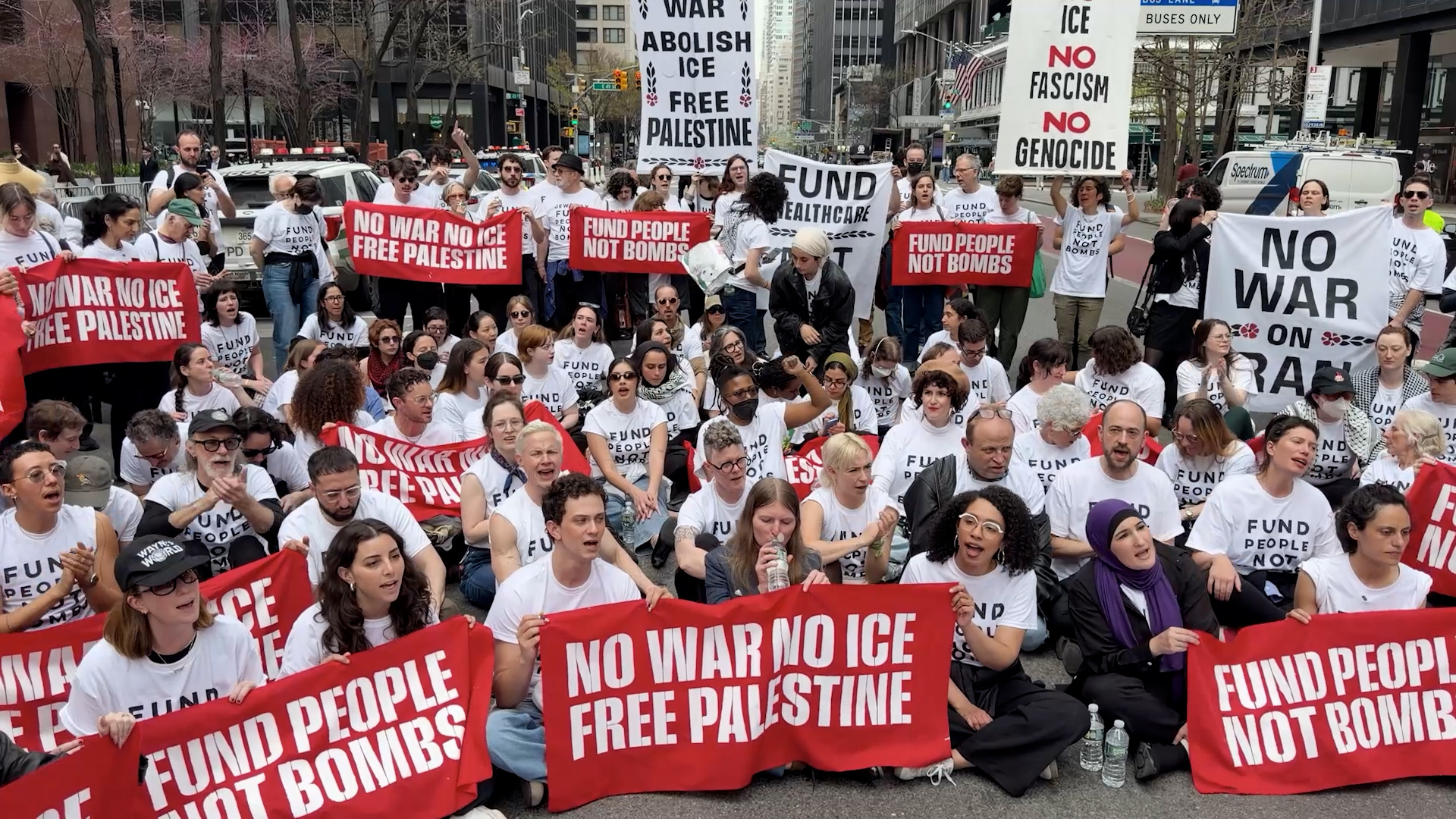 Video thumbnail for Anti-war protesters arrested in New York urging end to Israel weapon sales