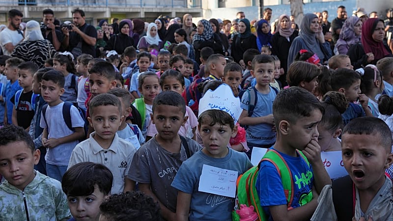 Video thumbnail for Gaza children return to school after years of war and displacement