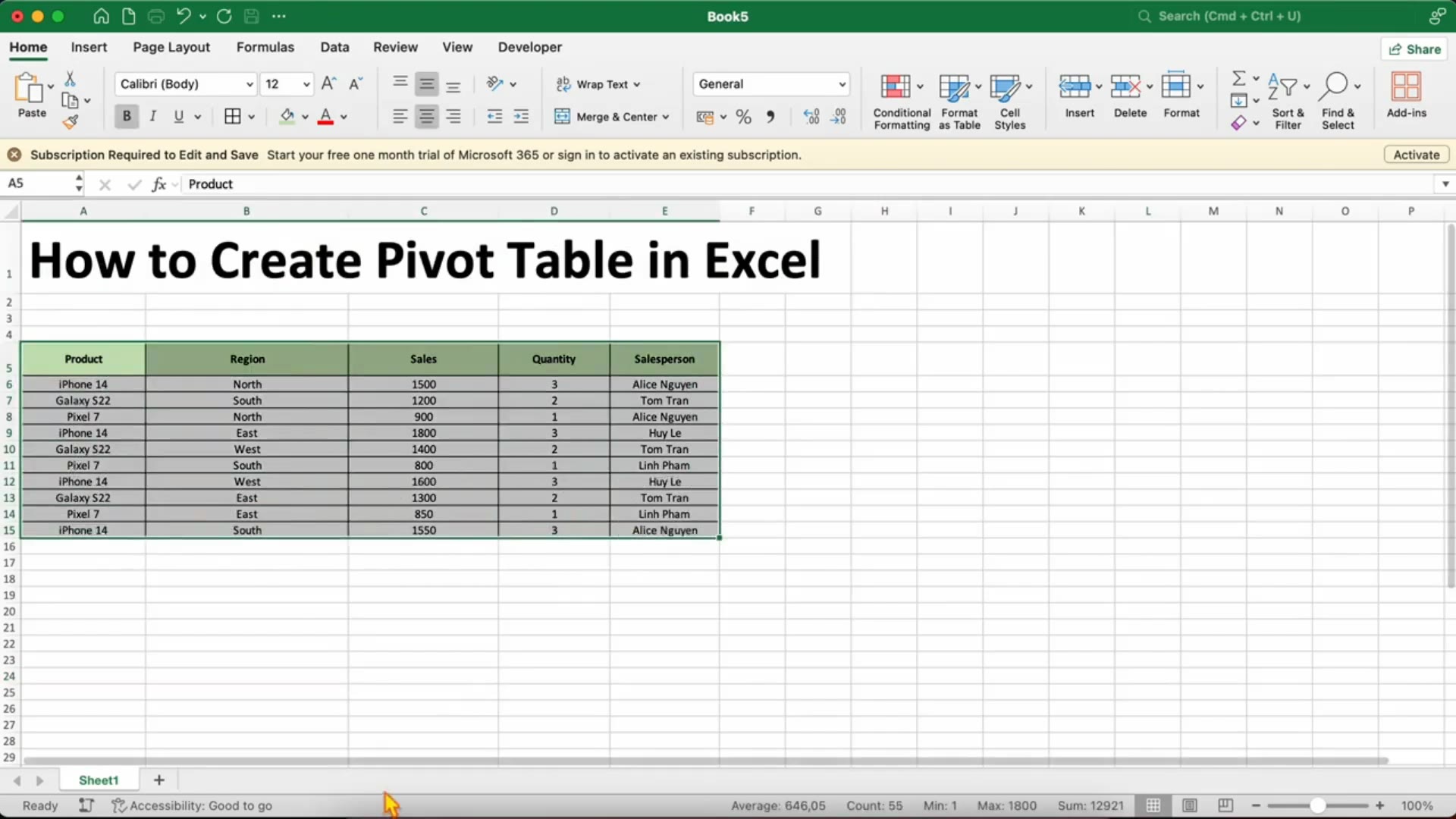 'Video thumbnail for Excel 365: Как создать Сводную Таблицу за минуту'