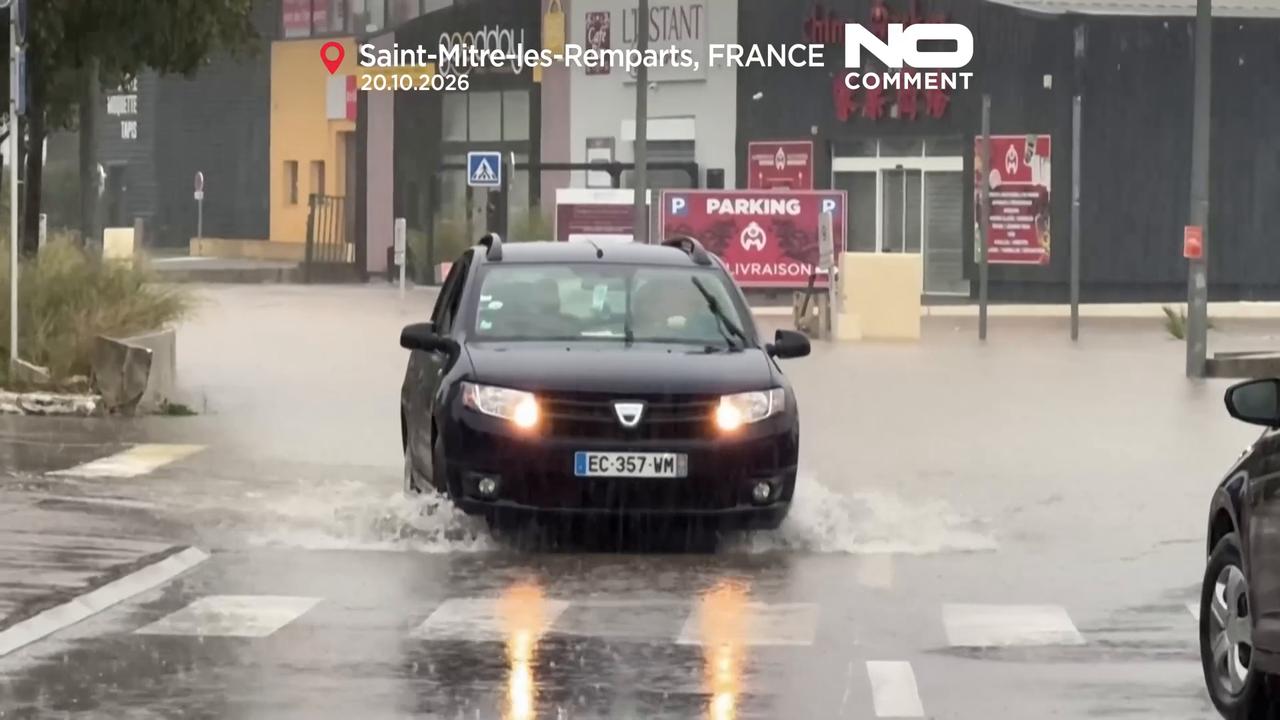 Video thumbnail for Heavy rain causes widespread flooding in France’s Marseille