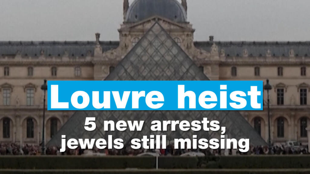 'Video thumbnail for Louvre heist: 5 new arrests, jewels still missing'