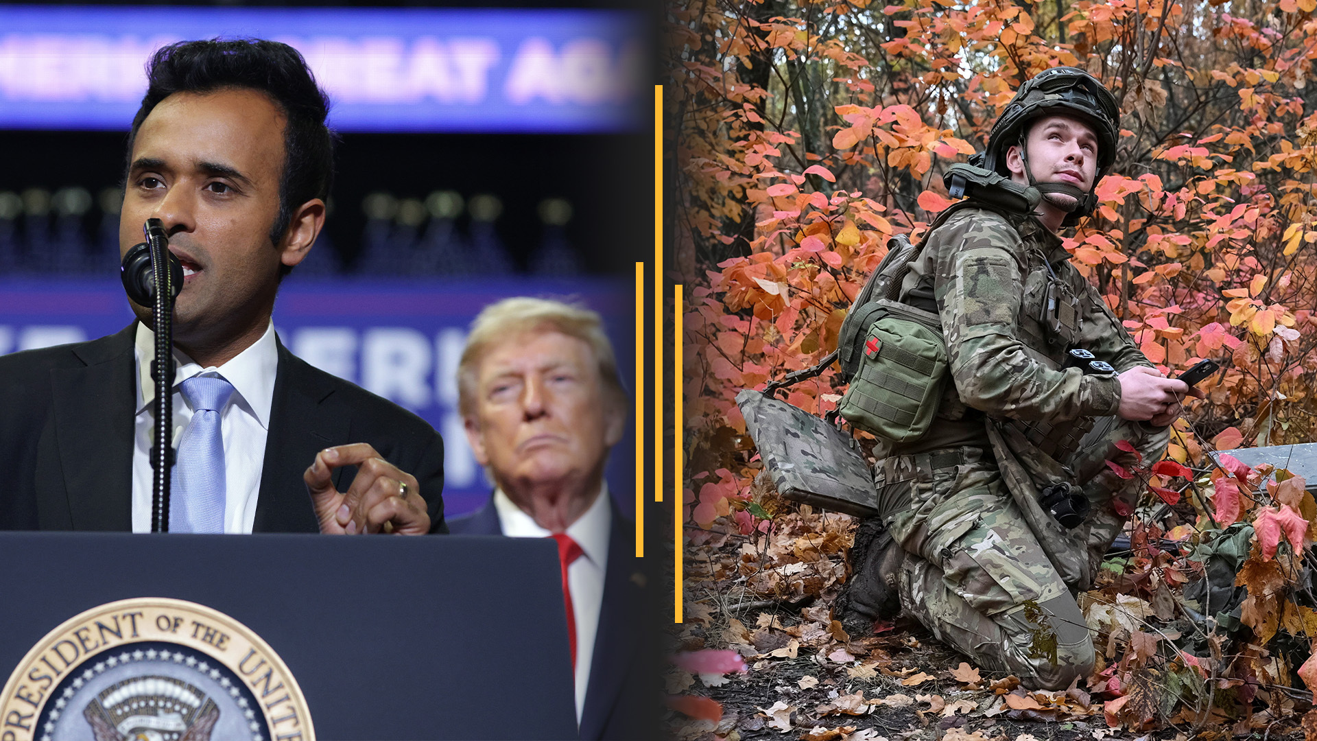 Video thumbnail for Trump backs Ramaswamy’s attack ad; Ukraine’s access to Starlink restored but still slow