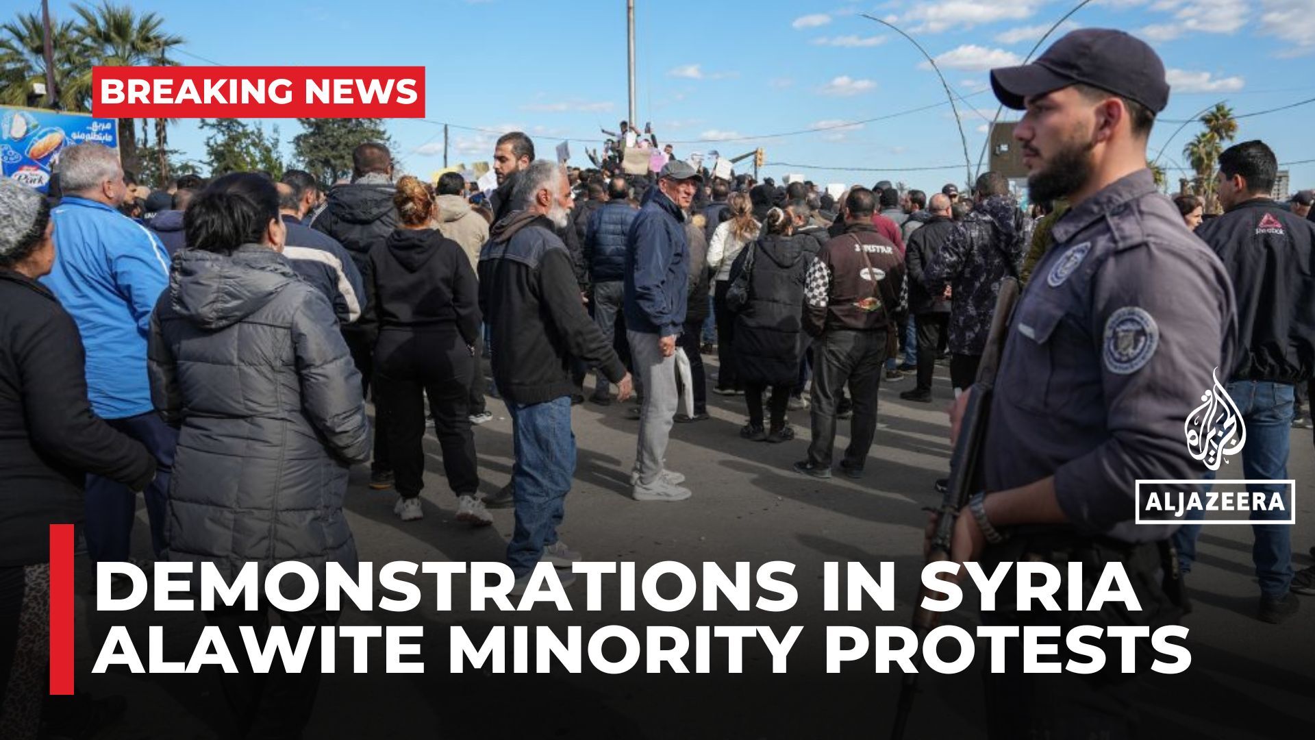 Video thumbnail for Syrian Alawite minority protests turn violent after Homs mosque explosion