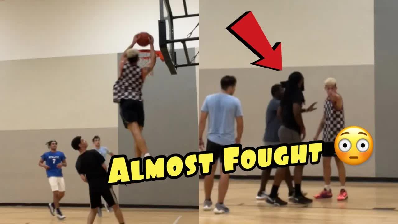 Video thumbnail for Dunking On Trash Talker!! Pro Dunker Plays 5v5 Basketball