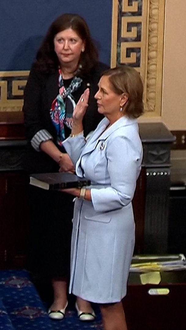 Video thumbnail for Lindsey Graham’s sister sworn in to fill his US Senate seat