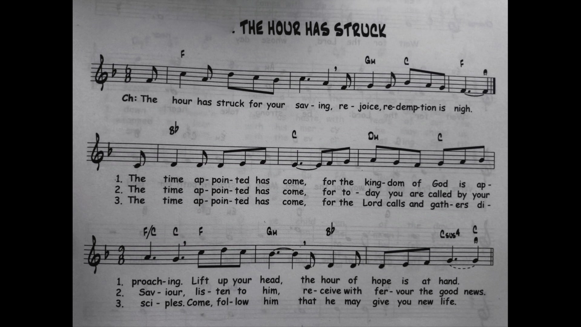 'Video thumbnail for The Hour Has Struck - Catholic Mass Song Sheet Music'