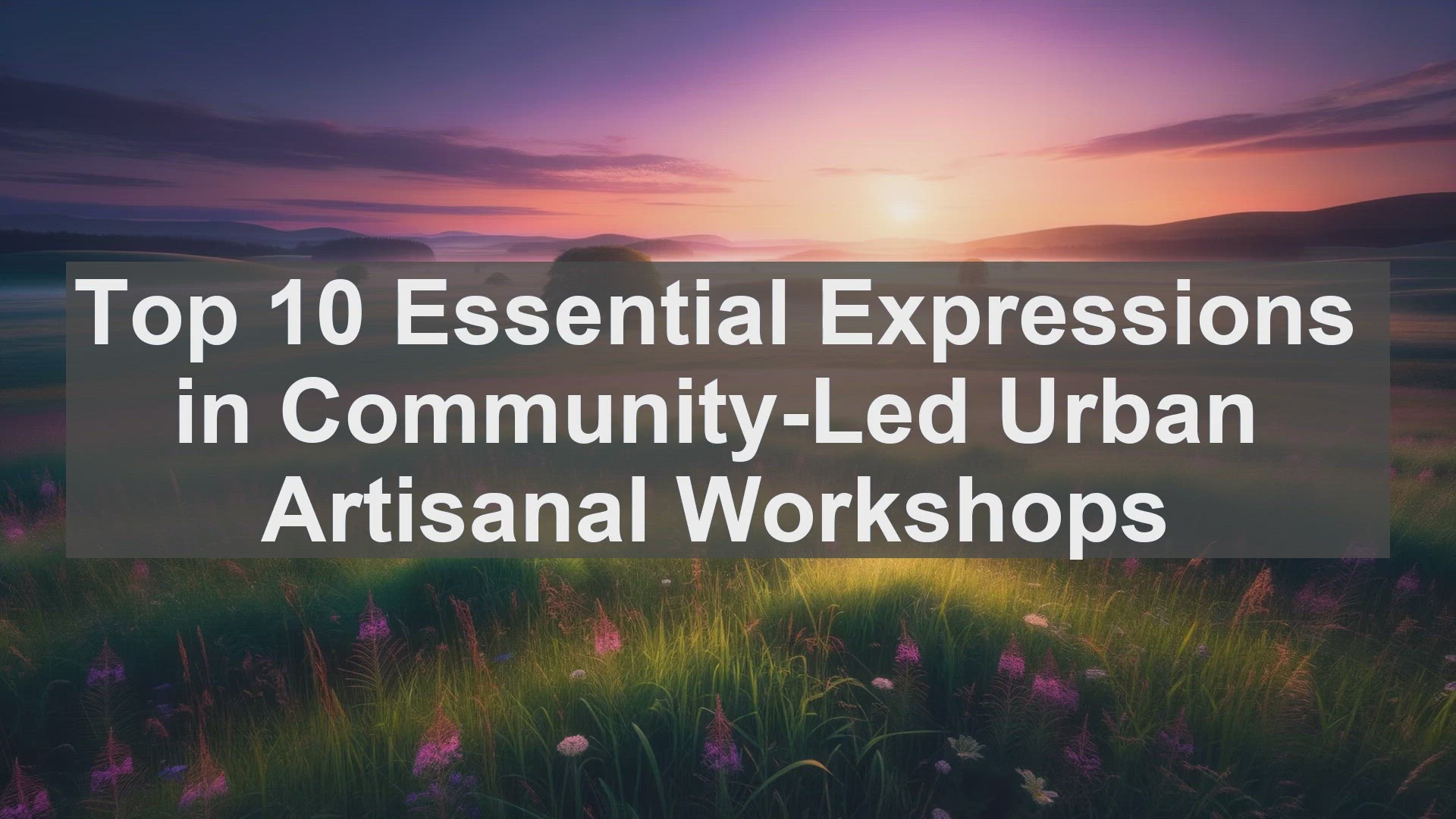 'Video thumbnail for Top 10 Essential Expressions in CommunityLed Urban Artisanal Workshops'