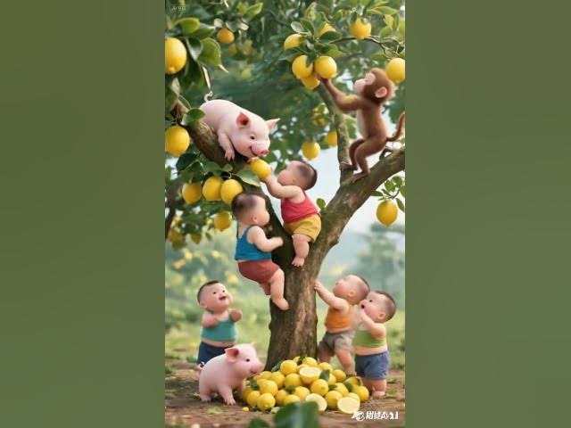 Video thumbnail for Babies vs Monkey & Pig: The Lemon Tree Battle! 🍋👶🐒🐷 #funnyvideos #monkey