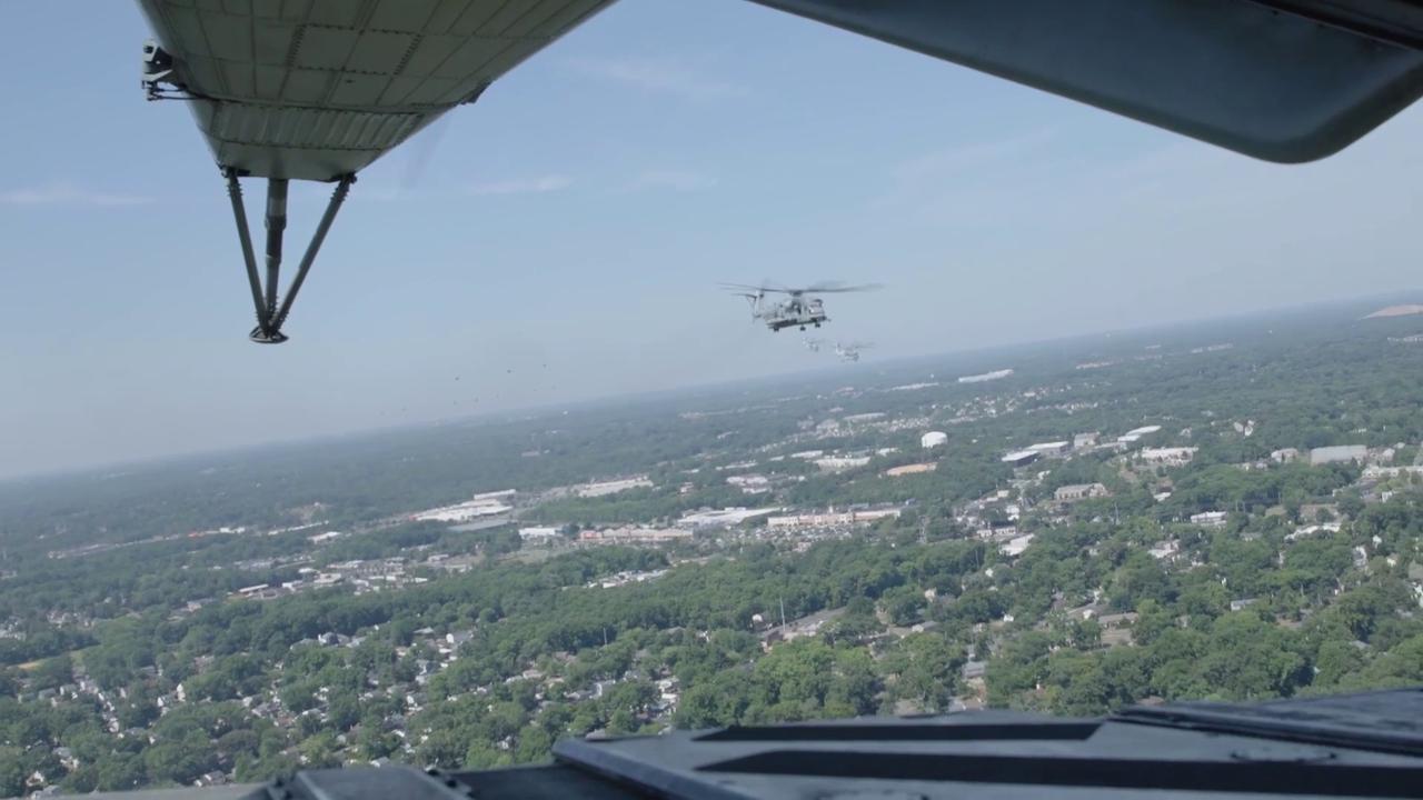 Video thumbnail for US: More Than 175 Aircraft Roar Over New York City During Historic Naval Review.