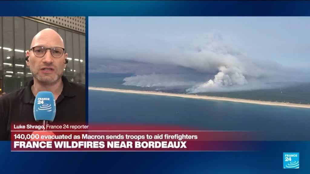 Video thumbnail for Unprecedented fires in France: Southwest France battles two wildfires