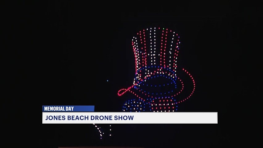 Video thumbnail for Memorial Day drone show lights up the skies at Jones Beach