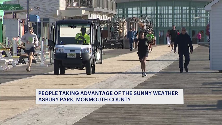 Video thumbnail for Sunny skies greet visitors at Asbury Park boardwalk, but cool temperatures linger