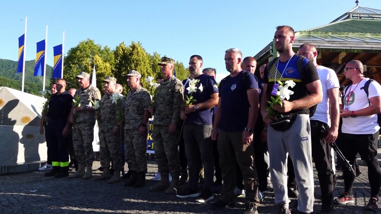 Video thumbnail for Bosnia and Herzegovina: Thousands commemorating Srebrenica genocide arrive at Potocari Memorial in Bosnia.
