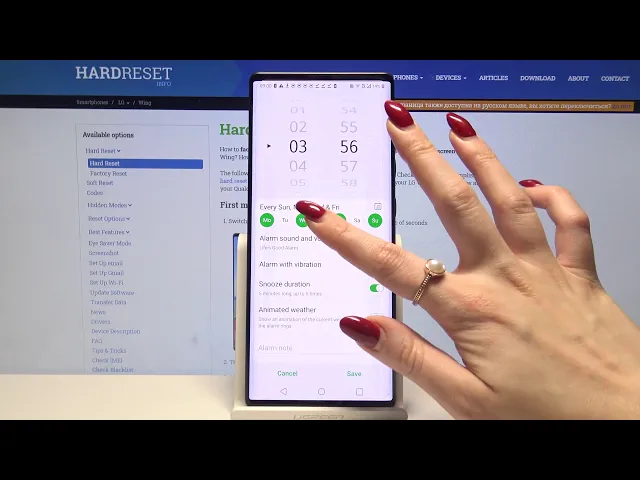 Video thumbnail for Alarm Clock Program in LG Wing - Set Up Alarm Clock