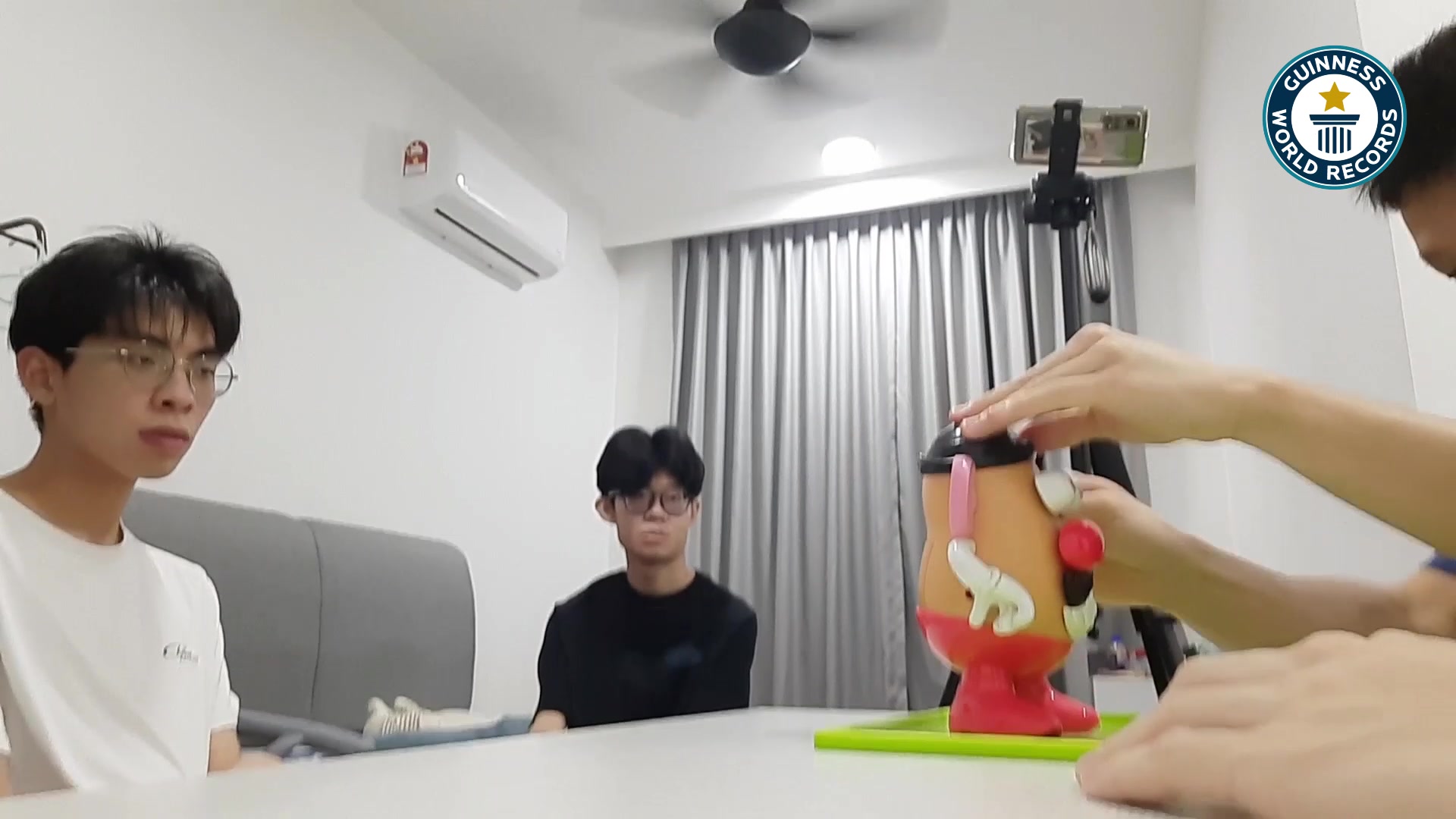 Video thumbnail for Fastest time to assemble Mr. Potato Head (team of two) - 8.37 seconds by Lim Kai Yi and Tey E Fund