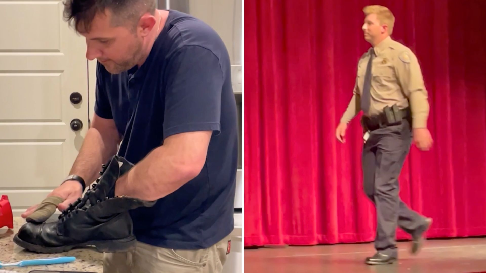 Video thumbnail for Stepdad Refurbishes Military Boots For Police Grad Stepson