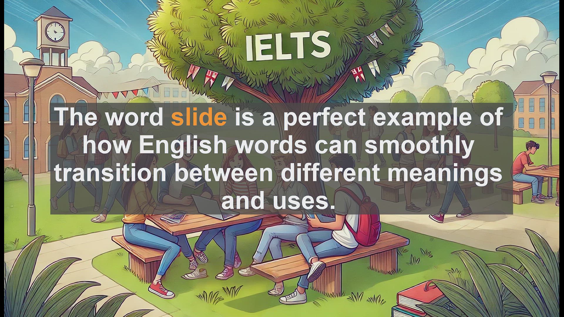 'Video thumbnail for 2500 Must Know IELTS 6.5 Vocabulary - Mastering the Word 'Slide' for IELTS Success'