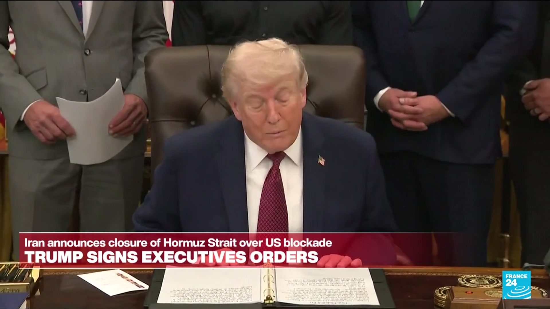 Video thumbnail for Replay : Donald Trump holds briefing amid Hormuz tension