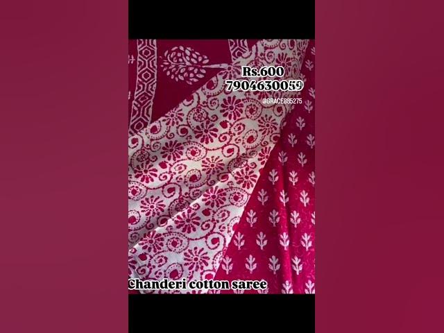 Video thumbnail for Chanderi cotton Saree 🌟 Daily wear 🥀 online shopping Available 🛍️ price:₹600+shipping