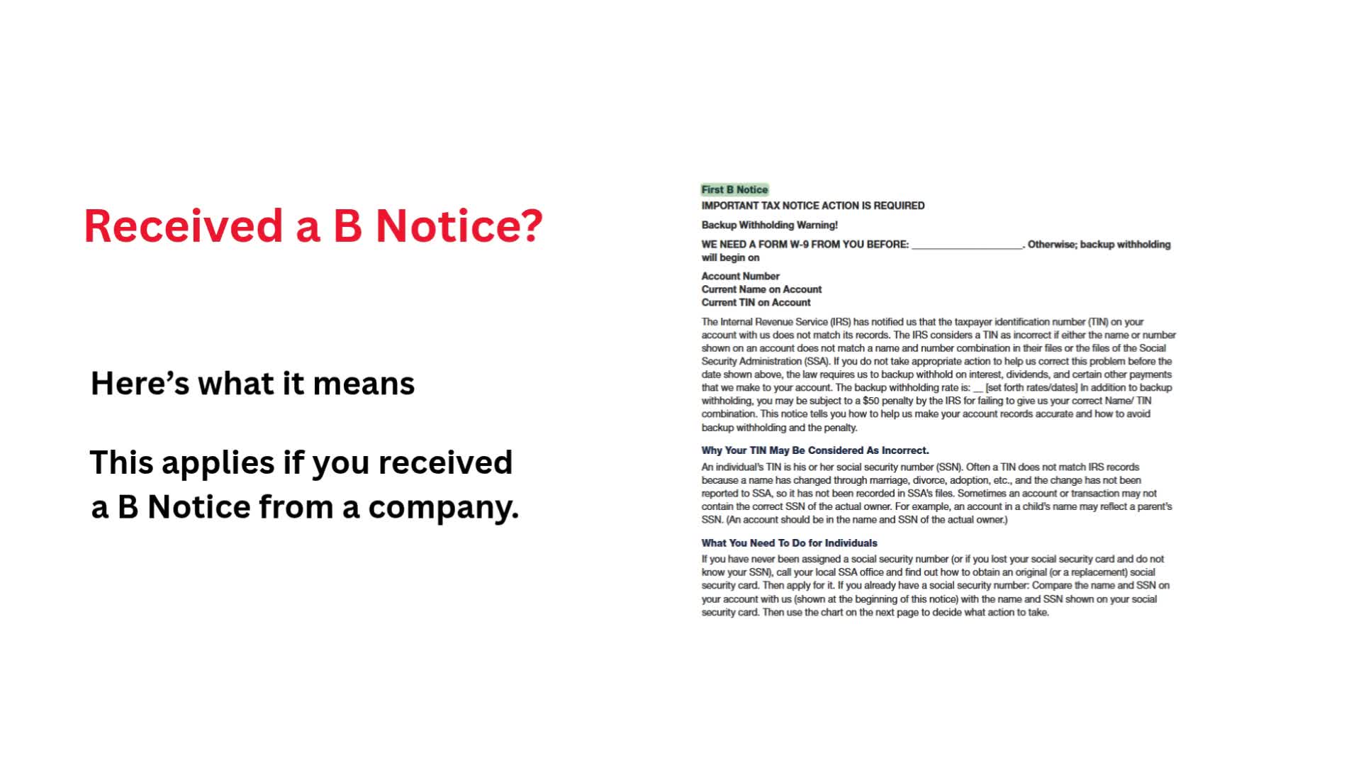 Video thumbnail for B Notice for individuals