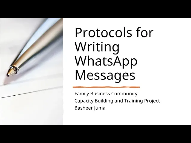 Video thumbnail for FBC 125 UC Basheer Juma Protocols for Writing WhatsApp Messages