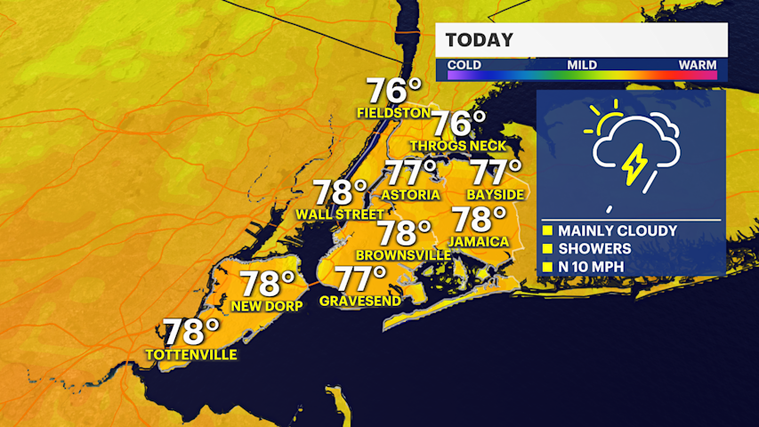 Video thumbnail for Showers linger across Brooklyn before sunshine returns