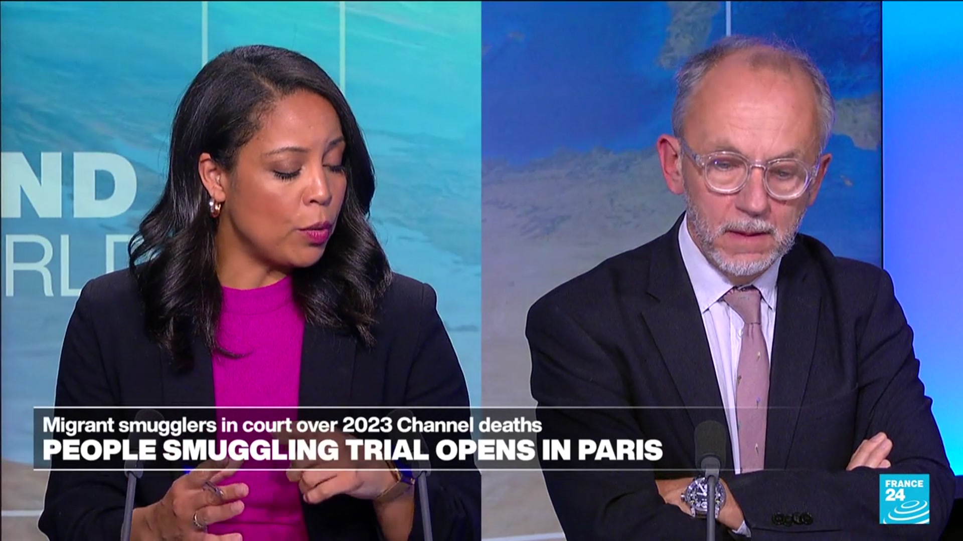 'Video thumbnail for Suspected smugglers on trial over deadly 2023 Channel shipwreck'