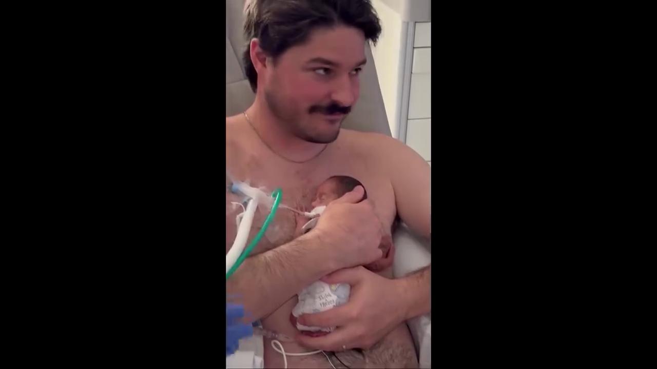 Video thumbnail for Father Holding Premature Baby during Long NICU Journey
