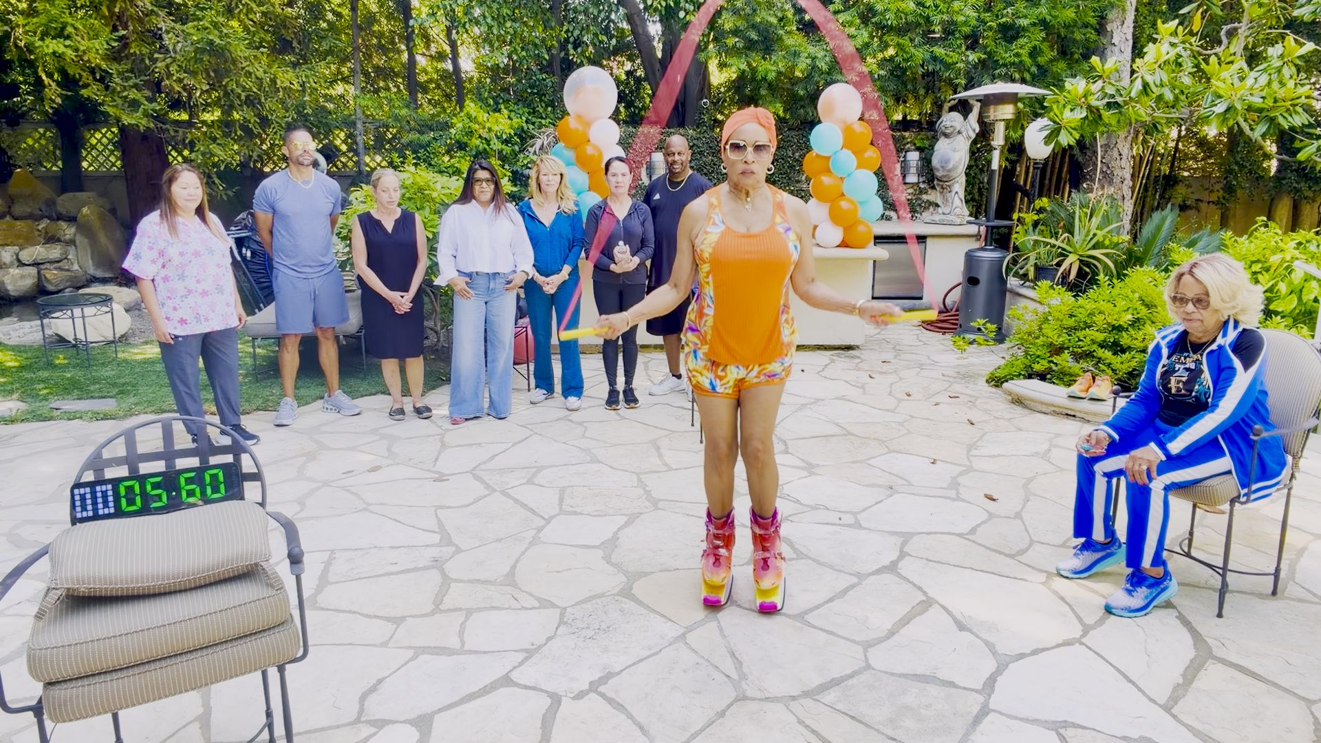 Video thumbnail for Most skips of a rope wearing rebound shoes in one minute (female) - 153 by Annie Judas