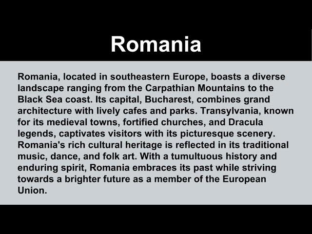 Video thumbnail for Short Essay on Romania