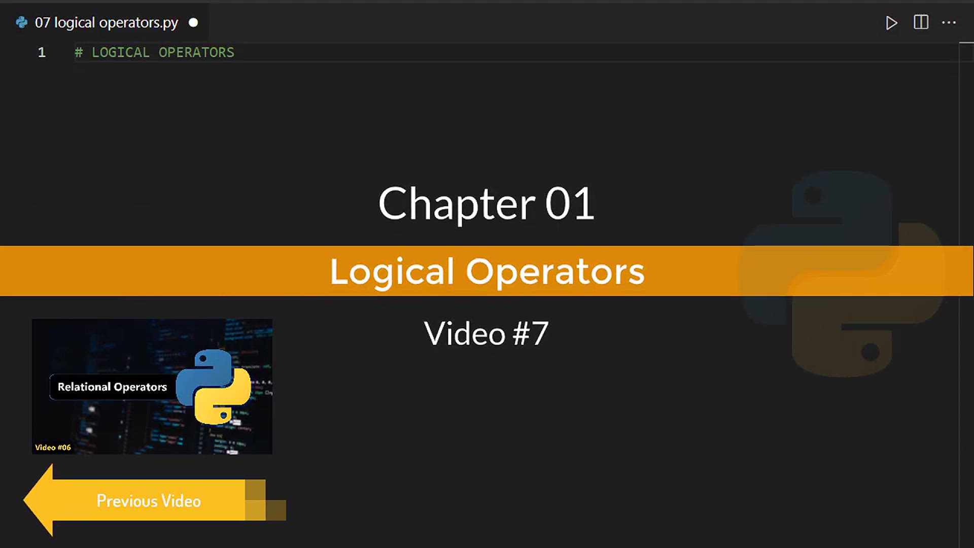 'Video thumbnail for Logical operators in python __ Operators in python'